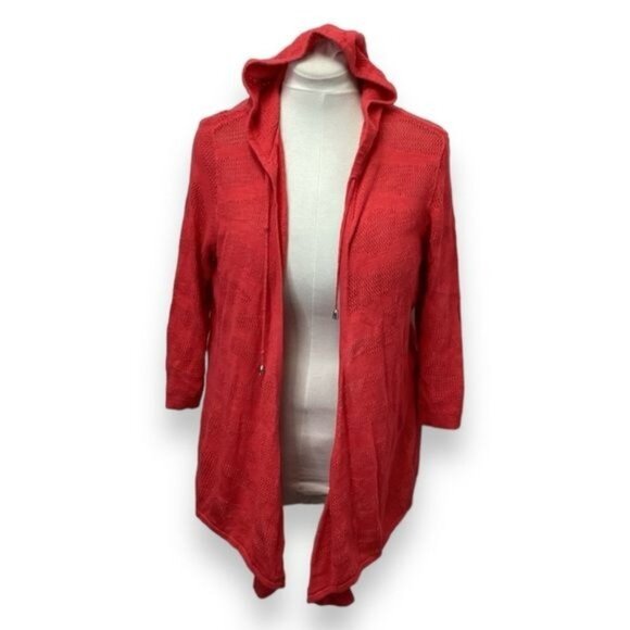 Weekends Chico’s Women’s Patara Tie Front Hoodie Cardigan Sweater, size 12 - Picture 1 of 10